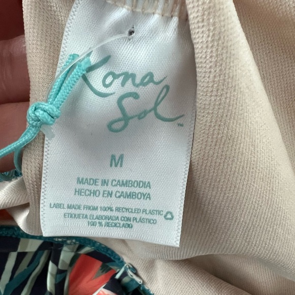 Kona Sol Women's One Piece Swimsuit with Tropical Print - Picture 7 of 11